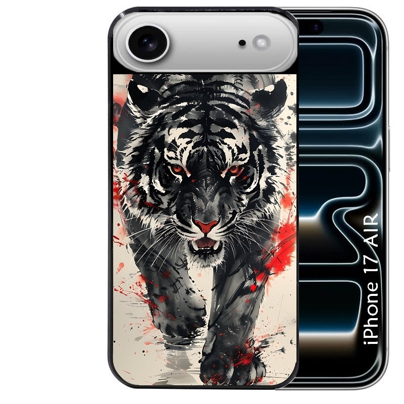 Coque noire taperso pour Iphone 17 17E AIR MAX PRO avec motif tigre japan protection antichoc personnalisée