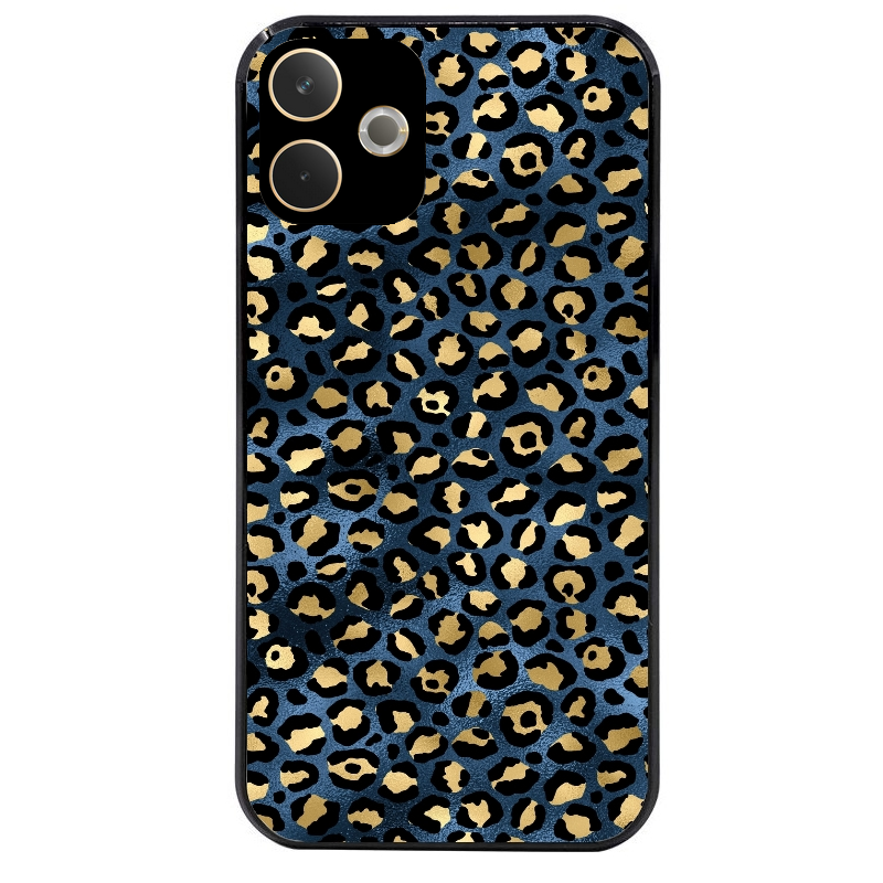 Coque noire taperso pour OPPO A5 PRO 4G et 5G avec motif leopard bleu protection antichoc personnalisée