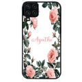 Coque noire taperso pour galaxy A22 A32 A52 A52S 4G 5G  avec motif cadre fleur pastel personnalisee protection antichoc personnalisée