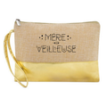 Pochette maman merveilleuse en jute et doré en jute et doré