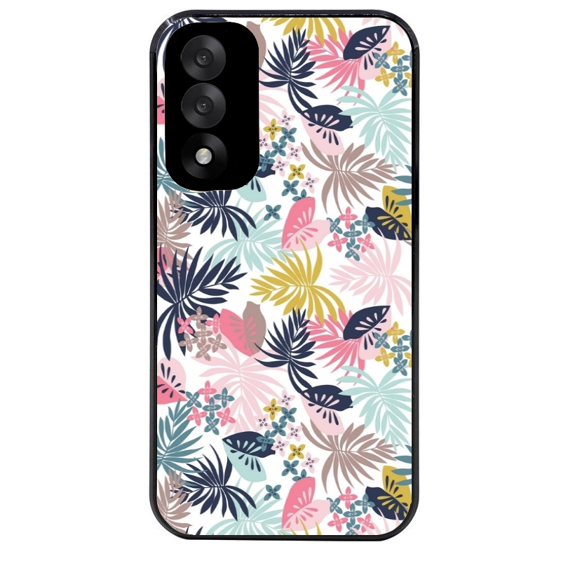 Coque noire taperso pour OnePlus Nord 5 avec motif jungle et fleur rose protection antichoc personnalisée