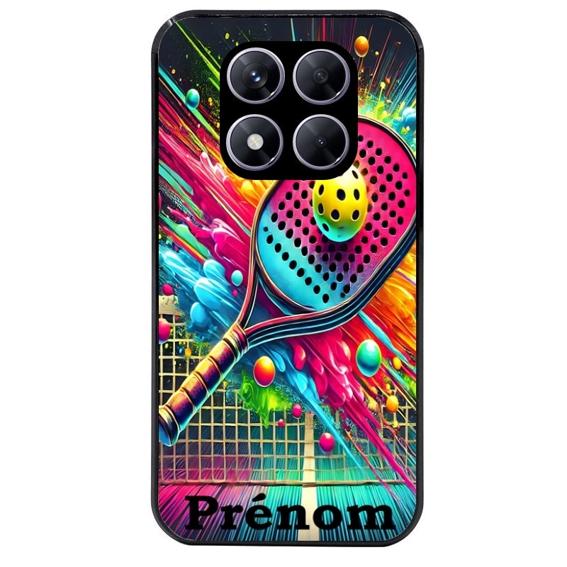 Coque noire taperso pour Redmi Note 14 et PRO PLUS 4G 5G avec motif padel raquette personnalisee protection antichoc personnalisée