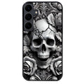 Coque noire taperso pour galaxy A06 A16 A26 A36 A56 avec motif tete de mort fleur protection antichoc personnalisée