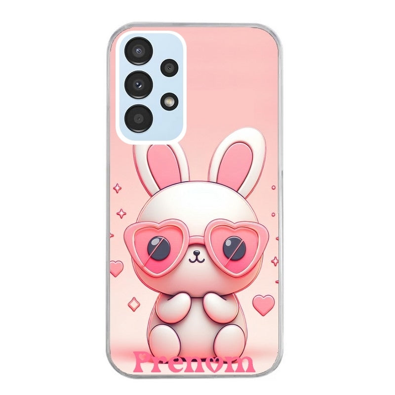 Coque taperso pour Galaxy A13 4G et 5G A23 A53 avec motif lapin lunettes personnalisee protection antichoc personnalisée
