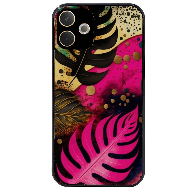 Coque noire taperso pour OPPO A5 PRO 4G et 5G avec motif tropical rose et des fleurs protection antichoc personnalisée
