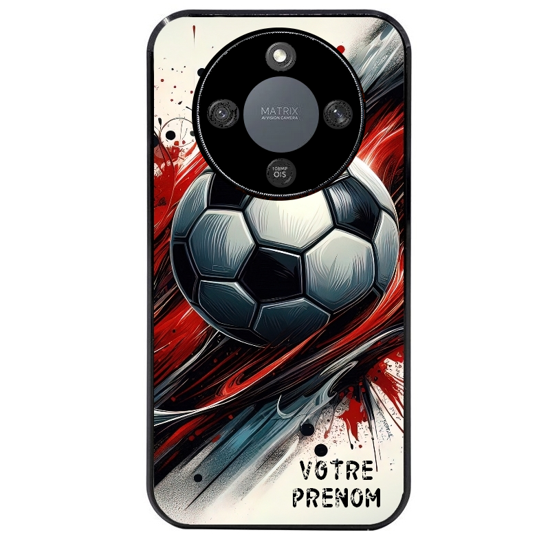 Coque noire taperso pour Magic 5 6 LITE et PRO avec motif ballon foot avec prenom protection antichoc personnalisée