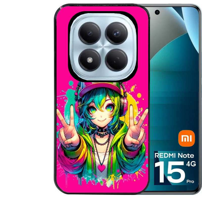 Coque noire taperso pour Redmi Note 15 et PRO PLUS 4G 5G avec motif anime manga et tag protection antichoc personnalisée