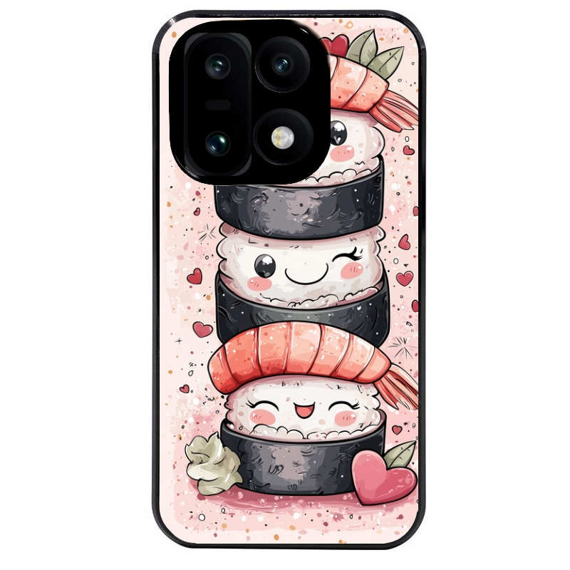 Coque noire taperso pour OnePlus 15 avec motif sushi kawai anime protection antichoc personnalisée