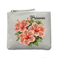 Porte monnaie personnalisé fleur bouquet leopard ivoire en feutrine en feutrine ivoire