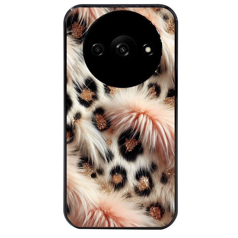 Coque noire taperso pour Redmi A3 avec motif effet fourrure leopard 1 protection antichoc personnalisée