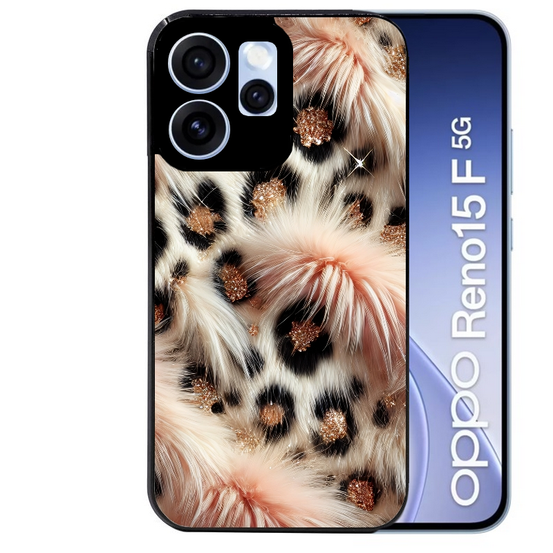 Coque noire taperso pour OPPO Reno 15 et F FS 5G avec motif effet fourrure leopard 1 protection antichoc personnalisée