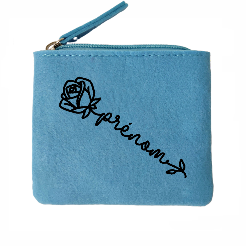 Porte monnaie personnalisé avec votre prenom fleur en feutrine en feutrine
