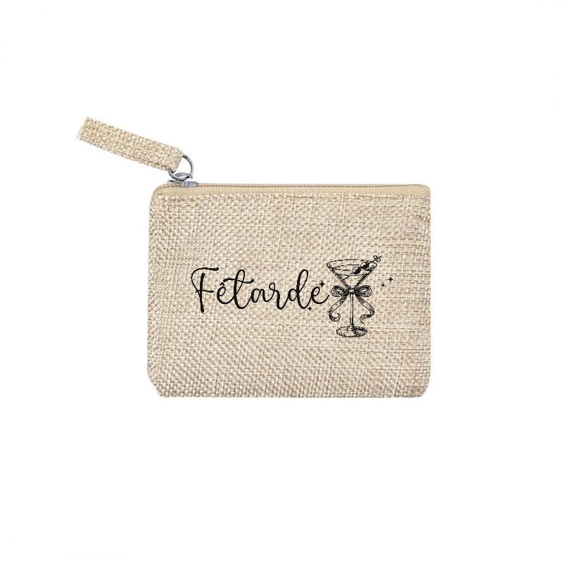 Pochette motif fetarde en toile et simili cuir