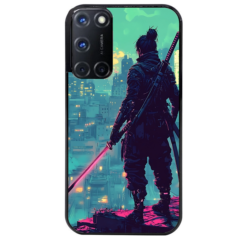 Coque noire taperso pour OPPO Reno 8 LITE avec motif samourai new york protection antichoc personnalisée