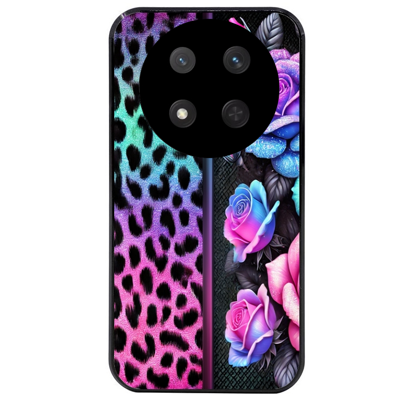 Coque noire taperso pour Magic 7 LITE et PRO avec motif leopard et fleur protection antichoc personnalisée