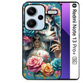 Coque noire taperso pour Redmi Note 13 PRO PLUS 5G avec motif tete de mort calavera bleu protection antichoc personnalisée