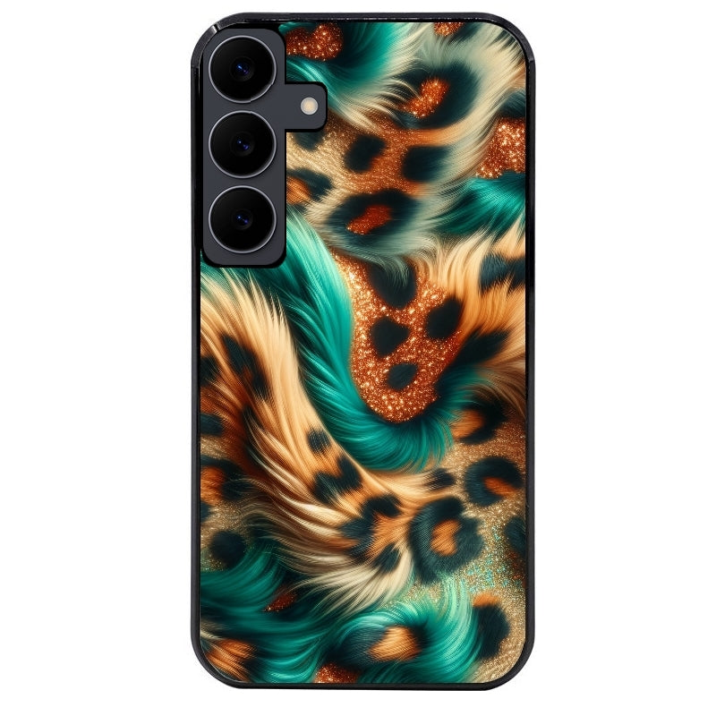 Coque noire taperso pour galaxy A06 A16 A26 A36 A56 avec motif effet fourrure leopard 3 protection antichoc personnalisée