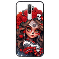 Coque noire taperso pour OPPO A5 A9 2020 avec motif tete de mort calavera rouge protection antichoc personnalisée