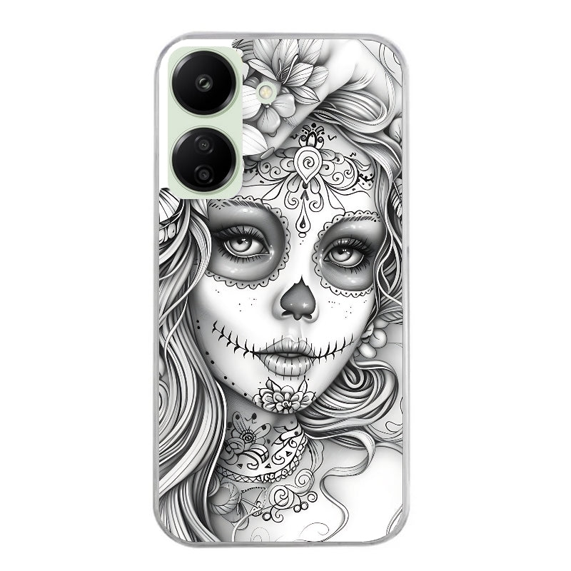 Coque taperso pour POCO C65 4G avec motif mort calavera tatoo protection antichoc personnalisée