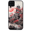 Coque noire taperso pour galaxy A22 A32 A52 A52S 4G 5G  avec motif japan et temple protection antichoc personnalisée