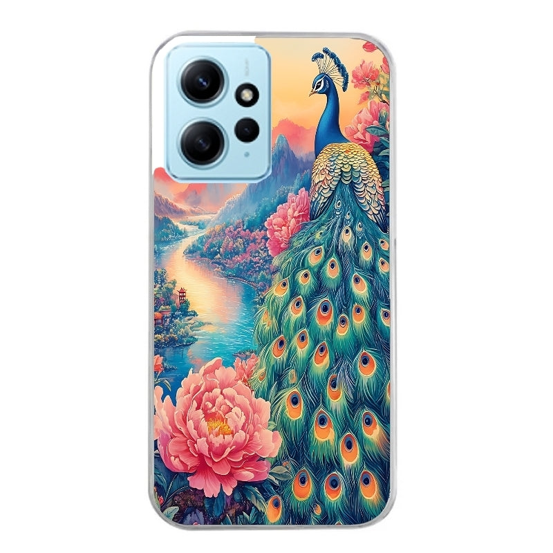 Coque taperso pour Redmi Note 12 4G 5G PRO 4G avec motif paon japan protection antichoc personnalisée