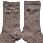 Chaussettes personnalisée paillettes bronze motif maman star