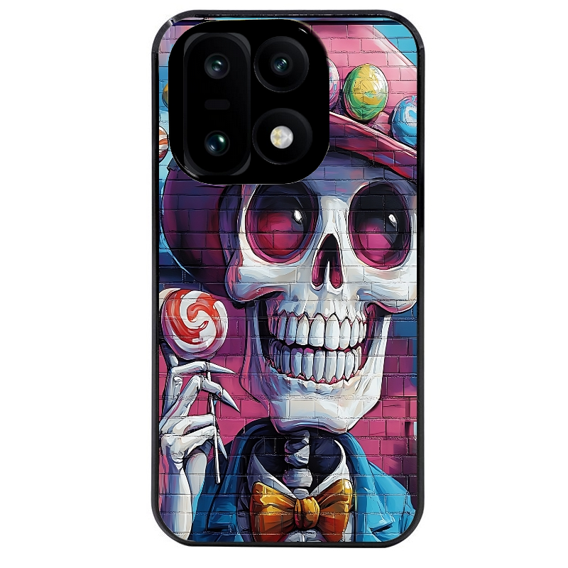 Coque noire taperso pour OnePlus 15 avec motif tete de mort tag protection antichoc personnalisée