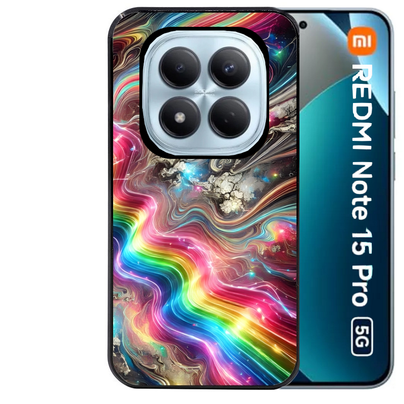 Coque noire taperso pour Redmi Note 15 et PRO PLUS 4G 5G avec motif marbre arc en ciel protection antichoc personnalisée