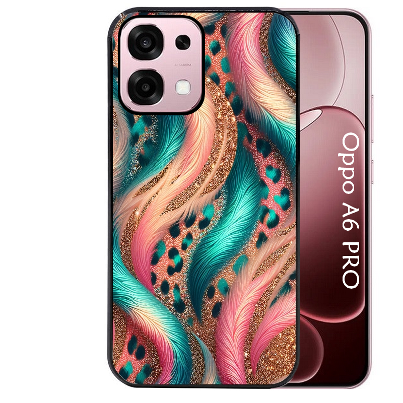 Coque noire taperso pour OPPO A6 PRO 4G et 5G avec motif effet fourrure leopard 2 protection antichoc personnalisée