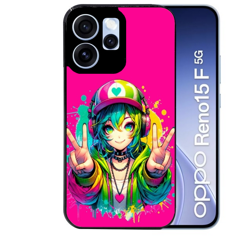 Coque noire taperso pour OPPO Reno 15 et F FS 5G avec motif anime manga et tag protection antichoc personnalisée