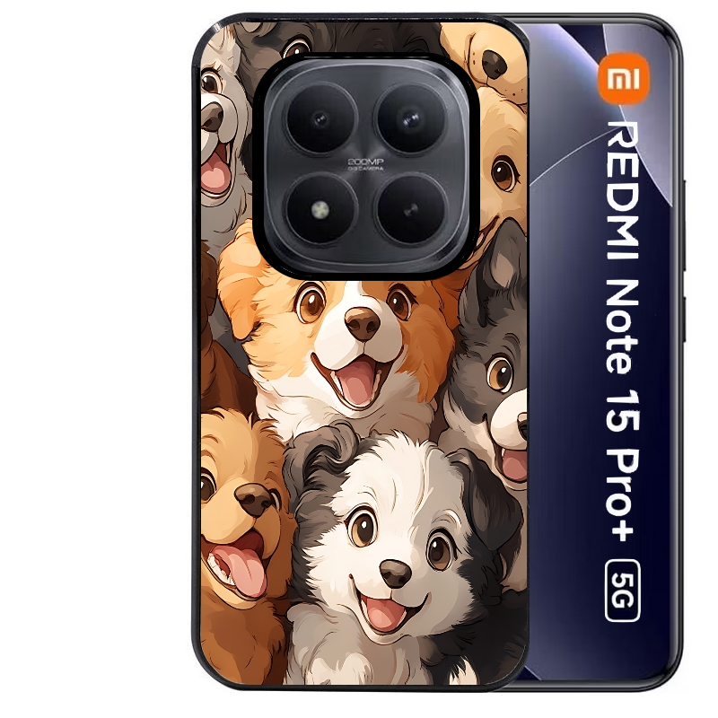 Coque noire taperso pour Redmi Note 15 et PRO PLUS 4G 5G avec motif chien smile protection antichoc personnalisée