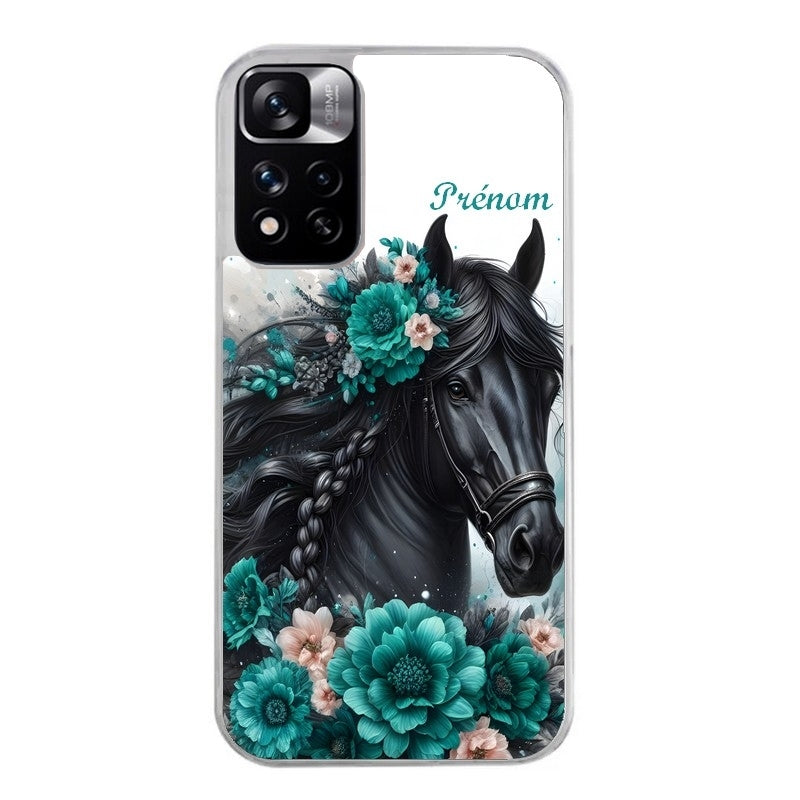 Coque taperso pour Redmi Note 11 4G PRO 5G 11S avec motif cheval et fleurs personnalisee protection antichoc personnalisée
