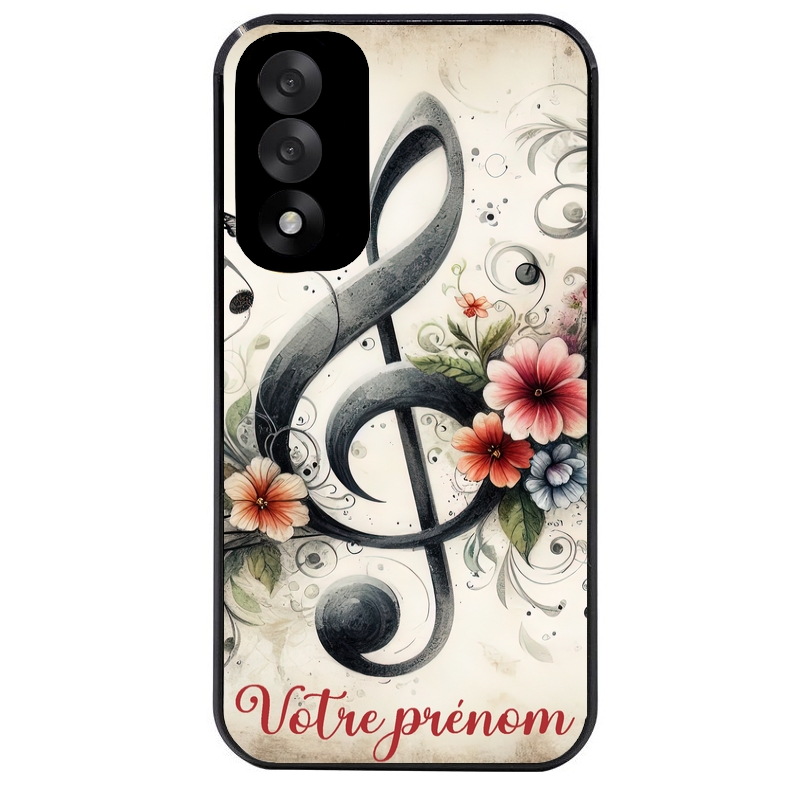 Coque noire taperso pour OnePlus Nord 5 avec motif musique cle sol personnalisee protection antichoc personnalisée