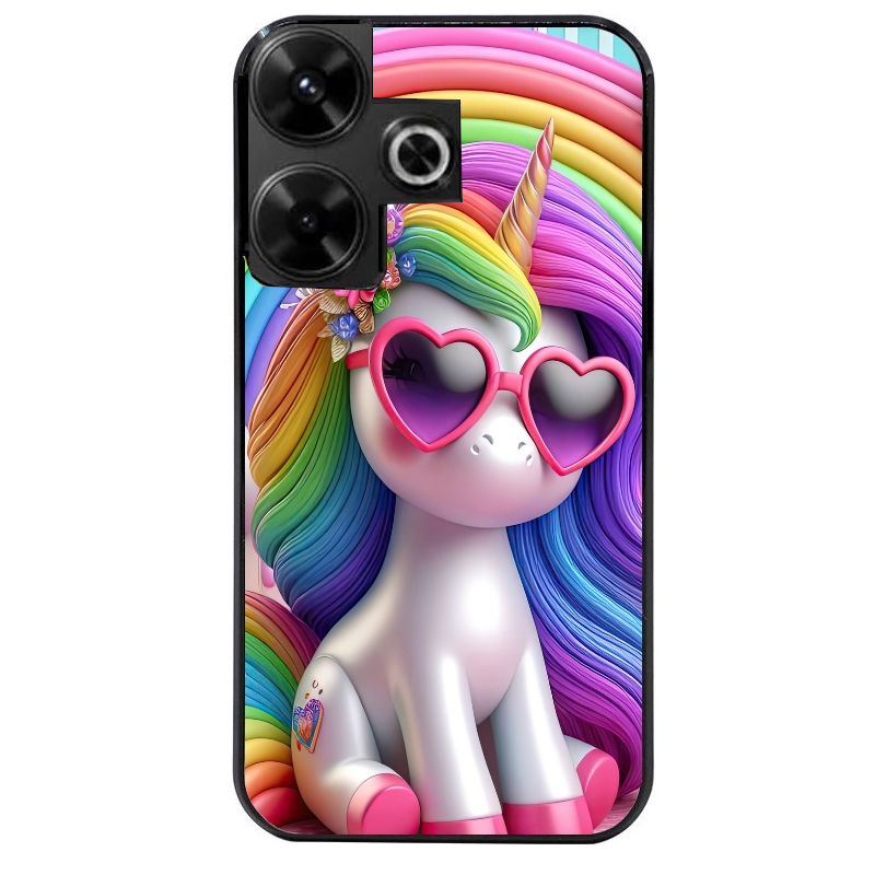 Coque noire taperso pour POCO M6 4G avec motif licorne pop art protection antichoc personnalisée