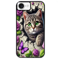 Coque noire taperso pour Iphone 16 16E PLUS MAX PRO avec motif chat papillon 3 protection antichoc personnalisée