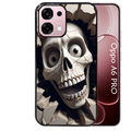 Coque noire taperso pour OPPO A6 PRO 4G et 5G avec motif tete de mort smile protection antichoc personnalisée