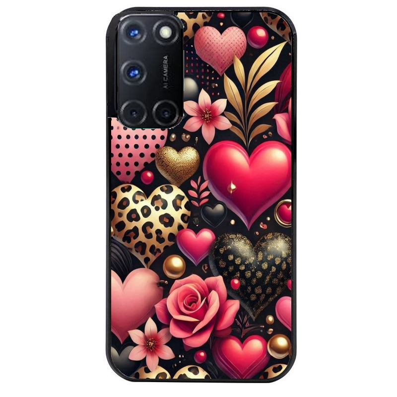 Coque noire taperso pour OPPO Reno 8 LITE avec motif coeur et leopard protection antichoc personnalisée