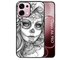 Coque noire taperso pour OPPO A6 PRO 4G et 5G avec motif mort calavera tatoo protection antichoc personnalisée
