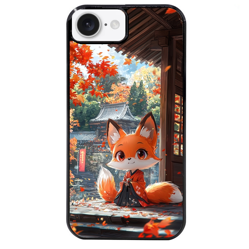 Coque noire taperso pour Iphone 16 16E PLUS MAX PRO avec motif renard et fox anime protection antichoc personnalisée