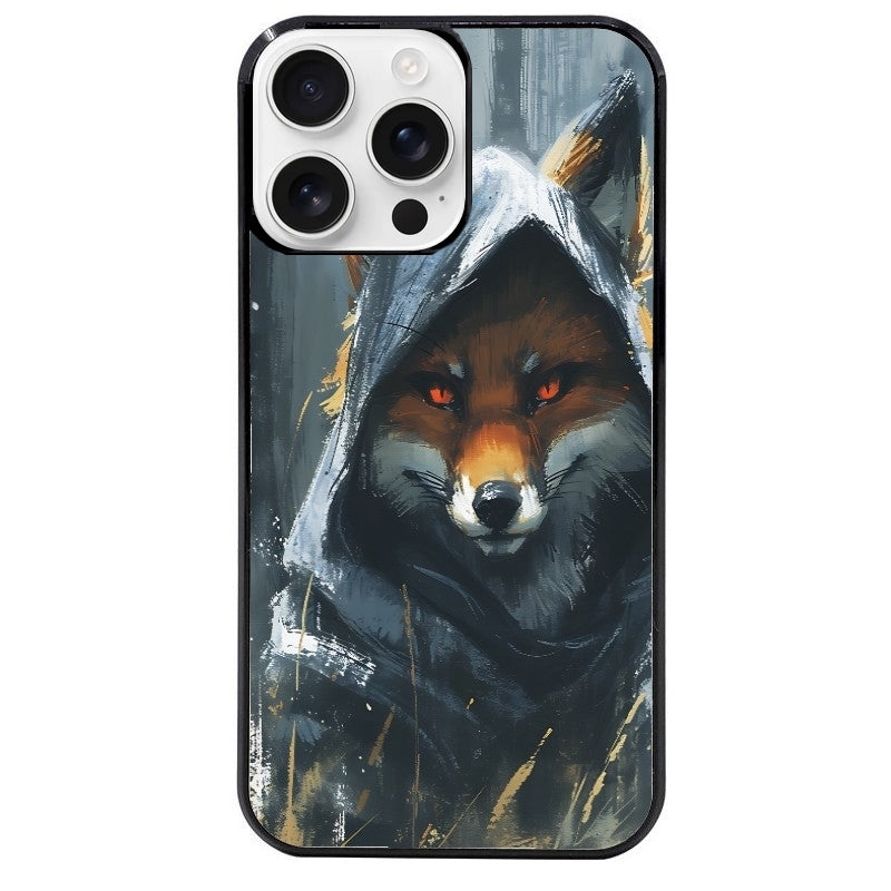 Coque noire taperso pour Iphone 16 16E PLUS MAX PRO avec motif renard fox des bois protection antichoc personnalisée