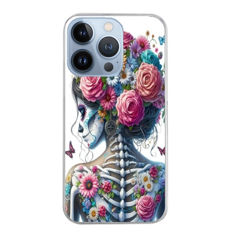 Coque taperso pour Iphone 12 et PRO MINI PRO MAX avec motif tete de mort calavera papillon protection antichoc personnalisée