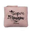 Porte monnaie personnalisé motif nounou super rose clair en feutrine en feutrine