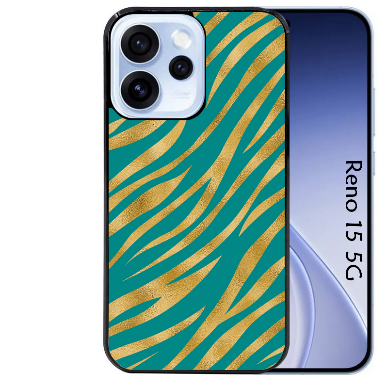 Coque noire taperso pour OPPO Reno 15 et F FS 5G avec motif zebre vert protection antichoc personnalisée