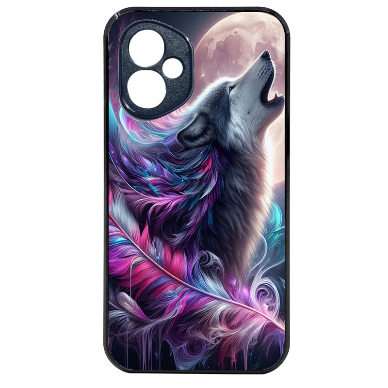 Coque noire taperso pour Honor 400 et Lite Pro Smart avec motif loup et plume protection antichoc personnalisée