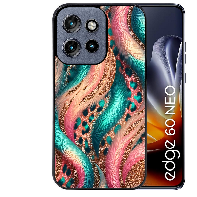 Coque noire taperso pour Moto Edge 60 et Neo Fusion Pro avec motif effet fourrure leopard 2 protection antichoc personnalisée