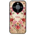 Coque noire taperso pour Magic 5 6 LITE et PRO avec motif coeur vintage et initiales personnalisee protection antichoc personnalisée