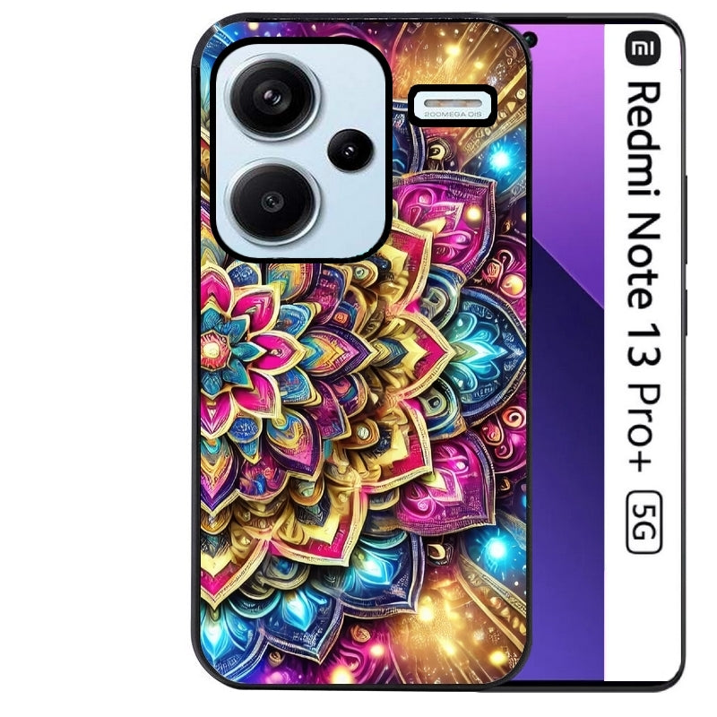 Coque noire taperso pour Redmi Note 13 PRO PLUS 5G avec motif mandala 2 protection antichoc personnalisée