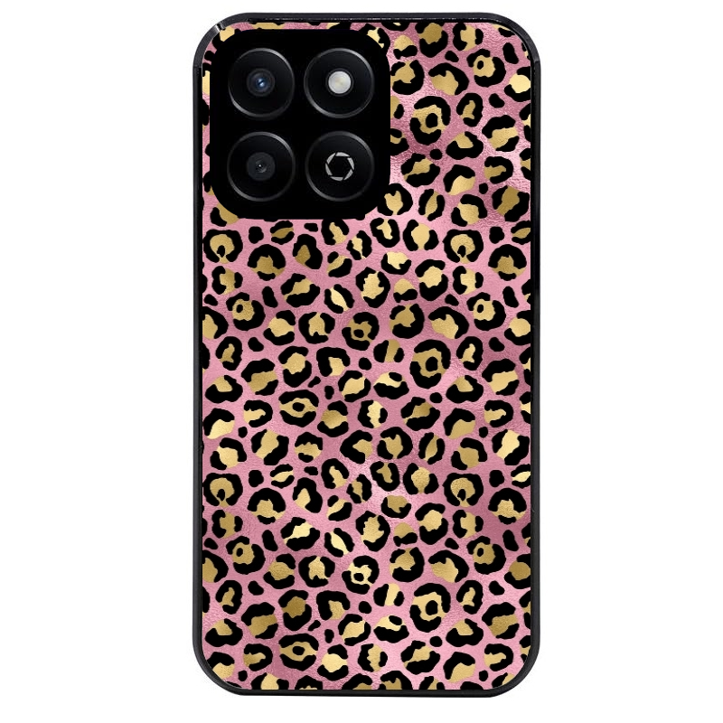 Coque noire taperso pour Honor X6B X5C X5C PLUS avec motif leopard rose protection antichoc personnalisée