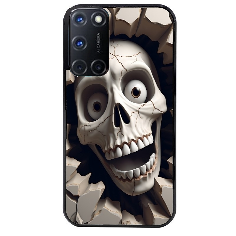 Coque noire taperso pour OPPO A72 4G avec motif tete de mort smile protection antichoc personnalisée