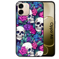 Coque noire taperso pour OPPO A6 A6X 4G et 5G avec motif tete de mort violet protection antichoc personnalisée